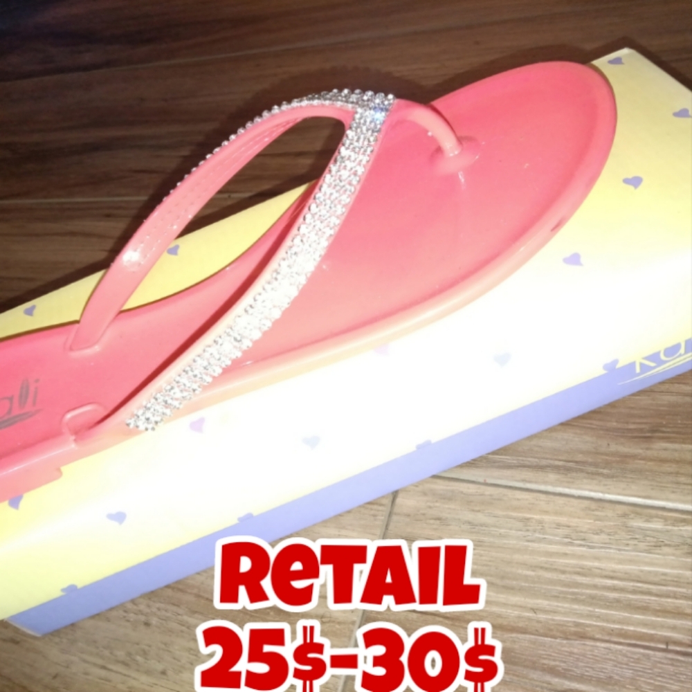 Kali Coral Sandals with Rhinestone Detail